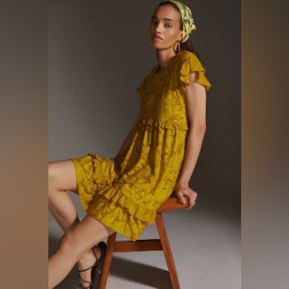 Anthropologie ruffle knit mini dress - Picture 2 of 11